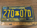 1972 Pennsylvania License Plate Year Stickers on Bicentennial Base 270-07D