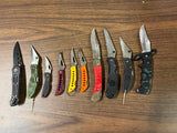 VTG Lot of 10 Stainless Steel Folding Fixed Blade Pocket Knives Various Designs