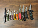 VTG Lot of 10 Stainless Steel Folding Fixed Blade Pocket Knives Various Designs