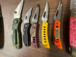 VTG Lot of 10 Stainless Steel Folding Fixed Blade Pocket Knives Various Designs