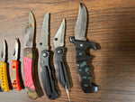 VTG Lot of 10 Stainless Steel Folding Fixed Blade Pocket Knives Various Designs