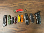 VTG Lot of 10 Stainless Steel Folding Fixed Blade Pocket Knives Various Designs