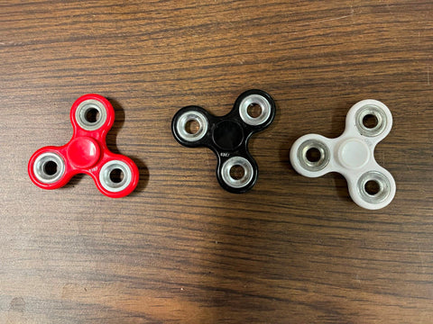 Lot of 3 Red Black White Fidget Spinners Ball Hand Desk Fun Toy ADHD