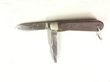 Vtg Kutmaster 2 blade pocket knife Utica NY USA K brown plastic woodgrain handle