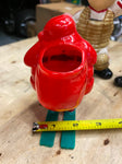 Vtg 1950s ROSBRO Santa on Skiis Hard Plastic Candy Container Toy Deco Nice!