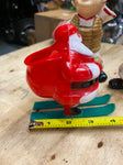 Vtg 1950s ROSBRO Santa on Skiis Hard Plastic Candy Container Toy Deco Nice!