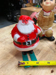 Vtg 1950s ROSBRO Santa on Skiis Hard Plastic Candy Container Toy Deco Nice!