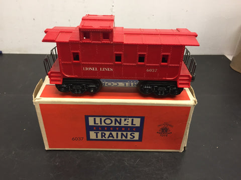 vintage lionel lines 6037 caboose train car red o gauge in original box