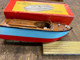 Vtg Aristo Craft Wood Boat Model Battery Powered Japan Orig box 9 1/2" Speedster
