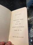 VTG 1917 knights of pythias By laws Book Panhandle lodge Chester WV Collectible