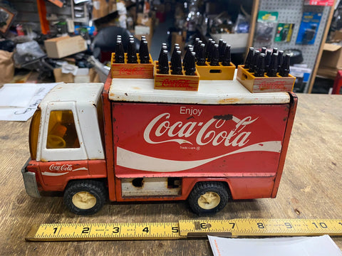 Buddy L Tin Toy Truck Coca Cola Coke Vtg W Cases of soda Pop 1970's Vtg Metal St