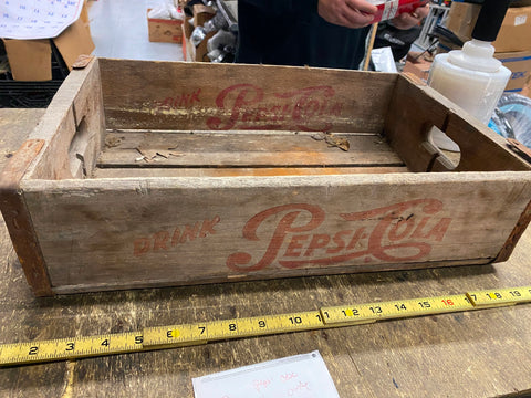 Vtg Pepsi Cola Soda Pop Box Crate Wood Logo Advertising Decor