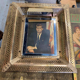 Vtg Picture John F Kennedy Antique Picture Frame metal Light Wall 14x12 Mid mode