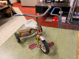 vtg 1950s AMF Junior Double step children's tricycle sunburst yellow