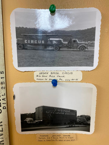 Vtg Carnival Pictures orig Advertising 1940's trucks Arnold pa tarentum Circus!
