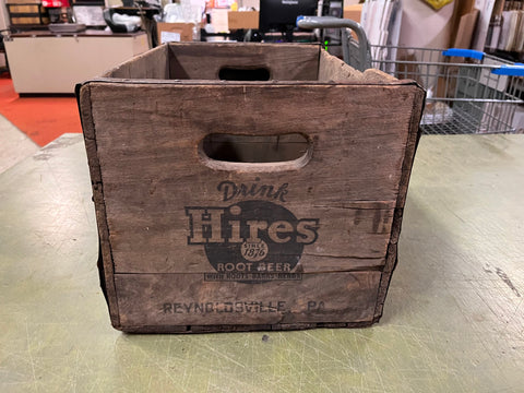 vtg 1940s Hires Root Beer wooden soda pop crate Reynolds PA