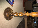 Twin Carved Closed Barley Twist Design Wooden Candle Stick Holder Pair of 2