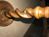 Twin Carved Closed Barley Twist Design Wooden Candle Stick Holder Pair of 2