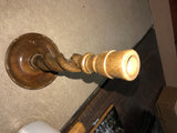 Twin Carved Closed Barley Twist Design Wooden Candle Stick Holder Pair of 2