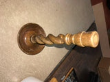 Twin Carved Closed Barley Twist Design Wooden Candle Stick Holder Pair of 2