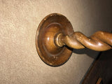 Twin Carved Closed Barley Twist Design Wooden Candle Stick Holder Pair of 2