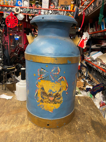 1950's 24" Metal Milk Dairy Jug Container Can Eagle USA America Constitution VTG
