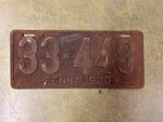 vtg antique 1920 Pennsylvania license plate 33-448 Ford Chevy Dodge