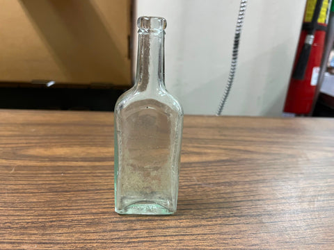 Antique Dr. S. Pitcher's Castoria Aqua Glass Bottle # 114 Etched Apothecary