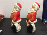 vintage lot of 2 1968 empire santa with bag blow mold 13" tall no light