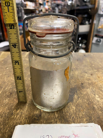 1973 Antique Mason  Canning Jar Pint Glass Lid Vtg Rare Collectible K Knox? 5"
