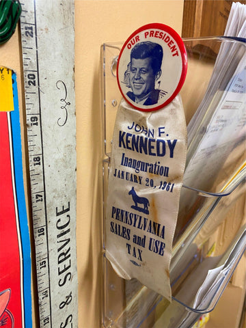 Kennedy 1961 Inaguration Pin Badge Election Tax PA Ribbon Pinback Our President