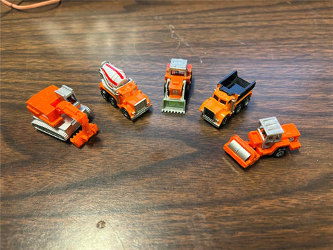 VTG 1990s Galoob Micro Machines Lot of 5 Construction Crew Orange Vehicles