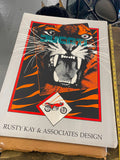 literature harley Rusty Kay Asso Design Tiger 26x20 Poster Motorcycle Vtg Classi