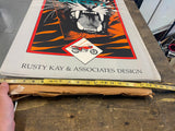 literature harley Rusty Kay Asso Design Tiger 26x20 Poster Motorcycle Vtg Classi