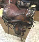 Western Brown Leather Pony Saddle Miniature Horse 12' Covered Stirrups Tapadero