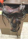 Western Brown Leather Pony Saddle Miniature Horse 12' Covered Stirrups Tapadero