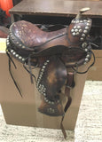 Western Brown Leather Pony Saddle Miniature Horse 12' Covered Stirrups Tapadero