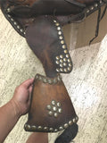 Western Brown Leather Pony Saddle Miniature Horse 12' Covered Stirrups Tapadero