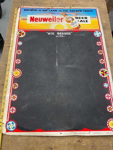 Vtg Neuweiler Beer Ale Sign Advertising Chalk Menu Board 40's Allentown Pa Brewe