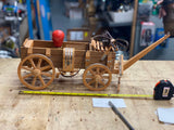 Western Wood Covered Unique Wagon Cowboy Country Table Lamp Light Handmade pa