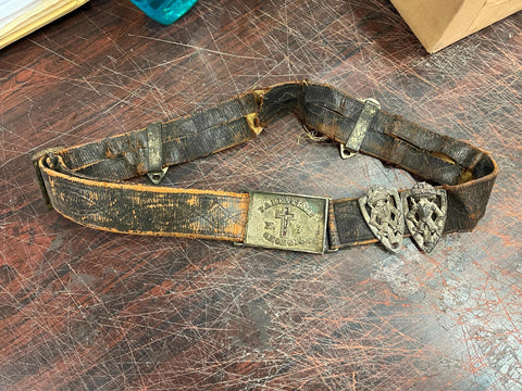 VTG Antique Palestine No. 7 Georgia Sword Leather Belt & Buckle Knights of templ