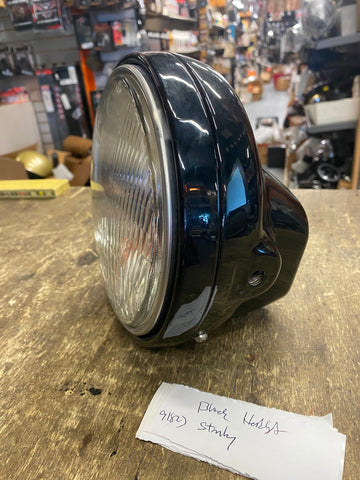 Black Headlight Bucket H4 Bulb Stanley Honda CB Cafe KZ GS XS Motorcycle Kawasak