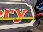 Vtg 42x9 Sign Butler Rice & Beanery Wood Hanging Restaurant Man Cave Coffee shop