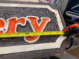 Vtg 42x9 Sign Butler Rice & Beanery Wood Hanging Restaurant Man Cave Coffee shop