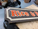 Vtg 42x9 Sign Butler Rice & Beanery Wood Hanging Restaurant Man Cave Coffee shop