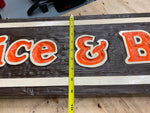 Vtg 42x9 Sign Butler Rice & Beanery Wood Hanging Restaurant Man Cave Coffee shop