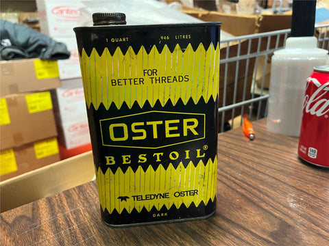 VTG Made in USA Oster "For Better Threads" Bestoil Dark 1 Quart Oil Can