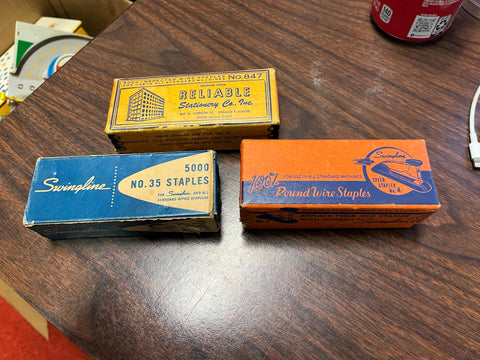 VTG Mid Century 1950s Lot of 3 Swingline Staples Boxes No. 3, 4, 847