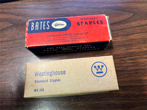 VTG Mid Century 1950s Lot of Boxes of staples Westinghouse & Bates Mercury