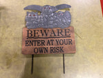 VTG 1990s Halloween Yard Decoration Sign Gremlins "Beware Enter at Your own Risk